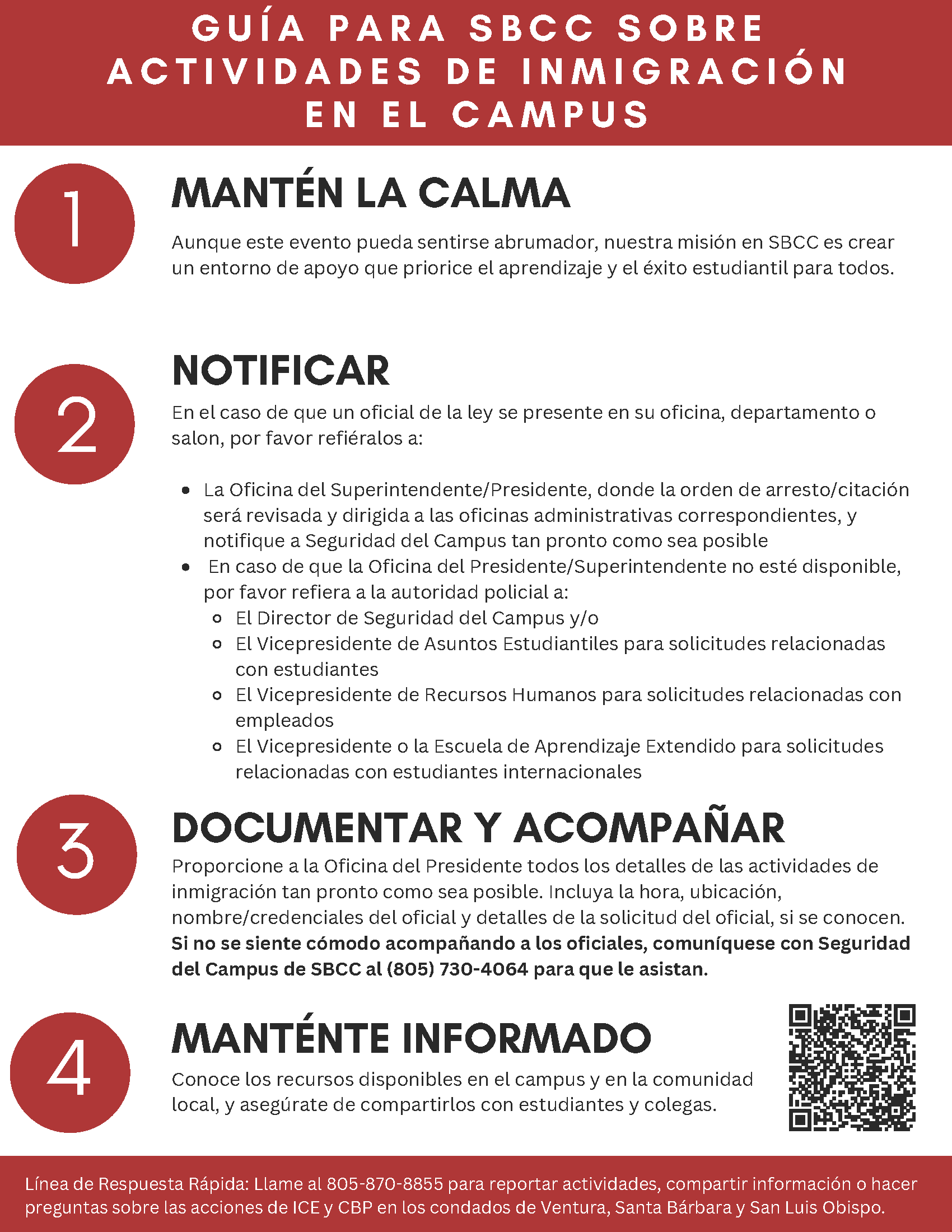 GUÍA PARA SBCC SOBREACTIVIDADES DE INMIGRACIÓNEN EL CAMPUS - Click for PDF en español